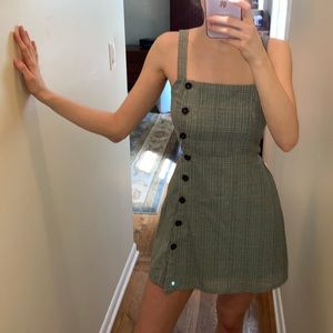 Green and black and white plaid summer dress